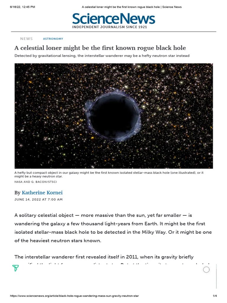 First Rogue Black Hole Detected? PDF Black Hole Stars