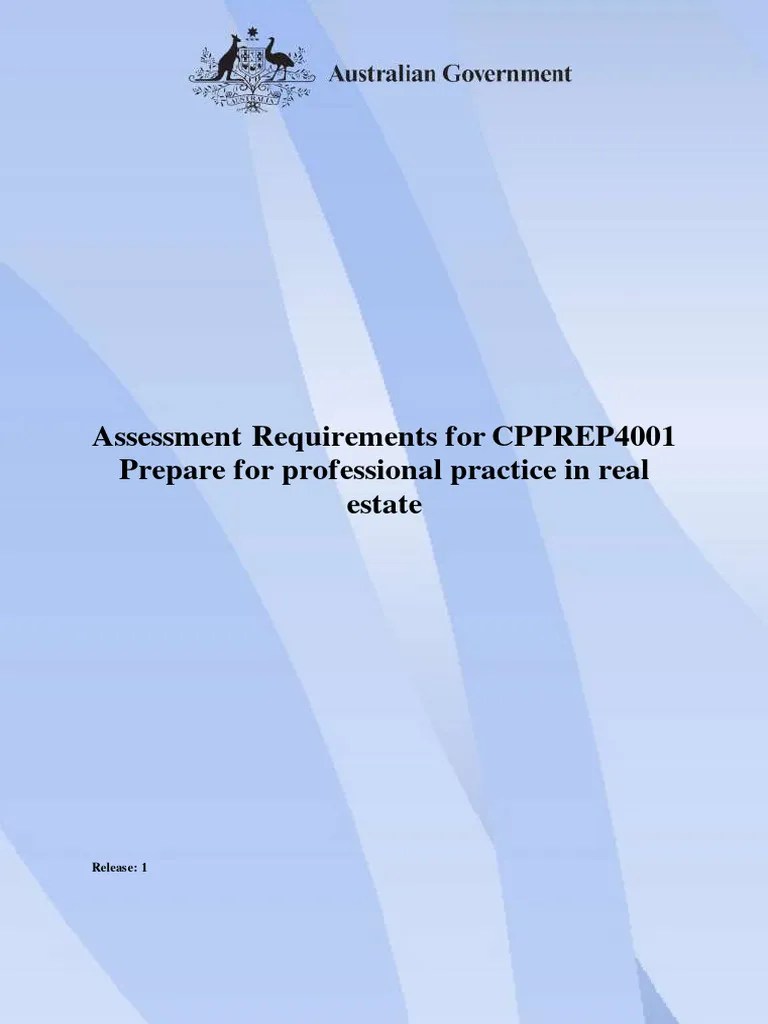 CPPREP4001 AssessmentRequirements R1 Download Free PDF Property