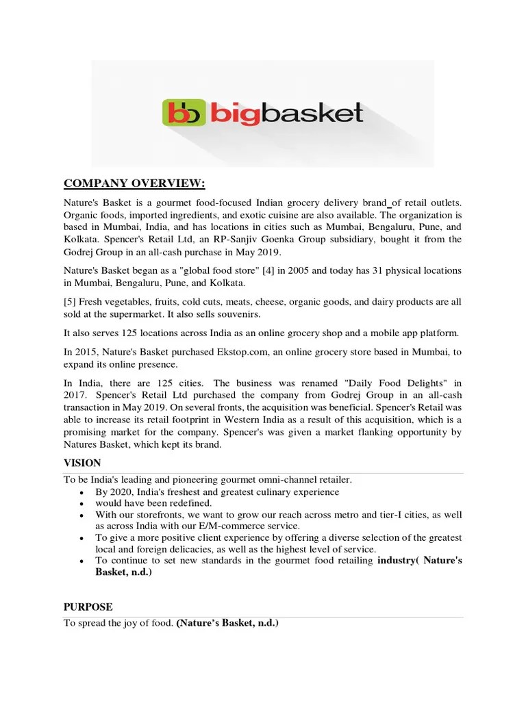 Big Basket PDF Labour Economics Marketing