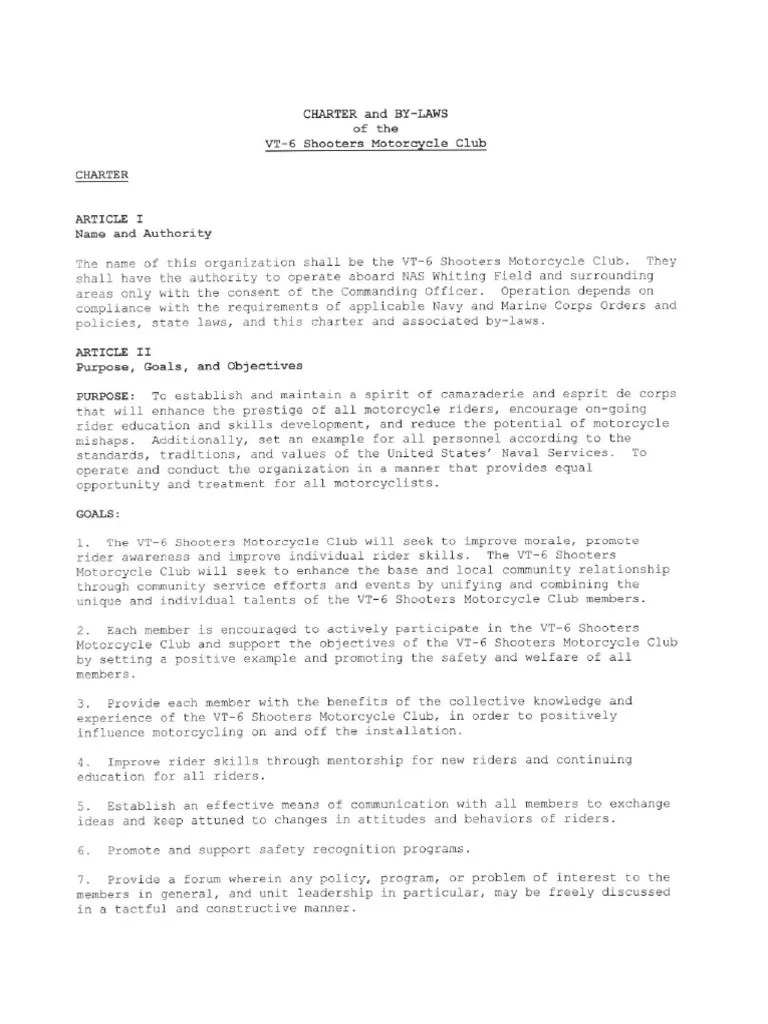 motorcycle club charter PDF