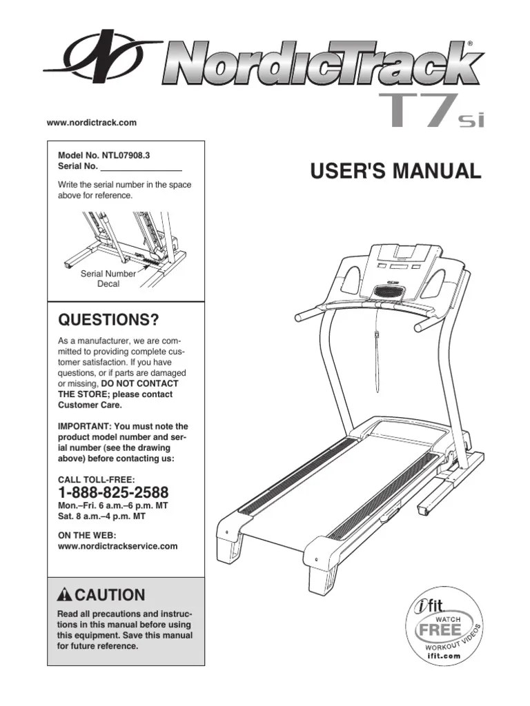 Nordictrack T7si Treadmill USER MANUAL (En) | PDF | Ac Power Plugs And
