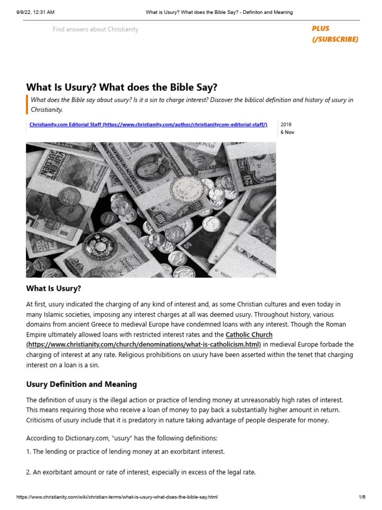 What Is Usury What Does The Bible Say Definiton and Meaning PDF