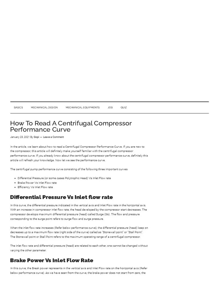 How To Read A Centrifugal Compressor Performance Curve PDF
