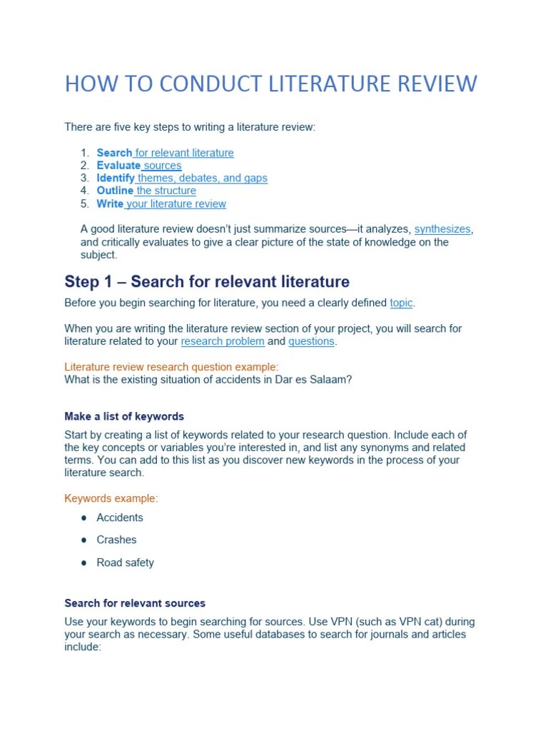 How To Conduct Literature Review PDF Theory Literature Review