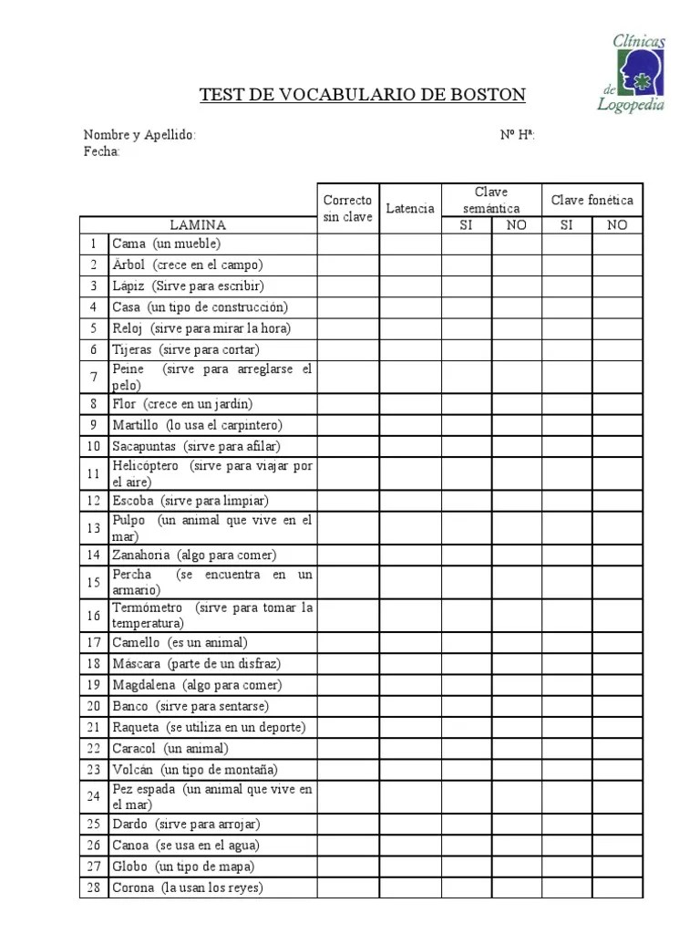 Test de Vocabulario de Boston PDF