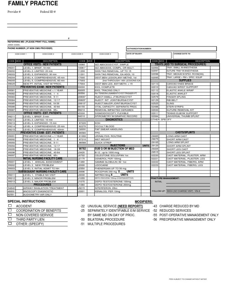 Family Practice Superbill Sample[1]