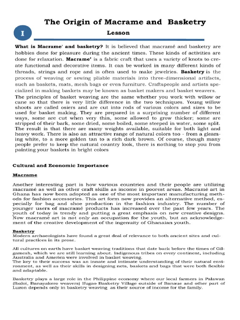 Macrame and Basketry PDF