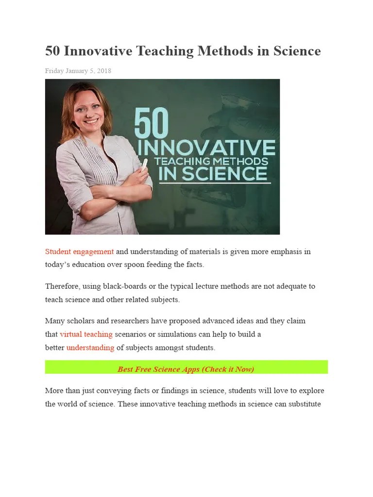 50 Innovative Teaching Methods in Science PDF Science Learning