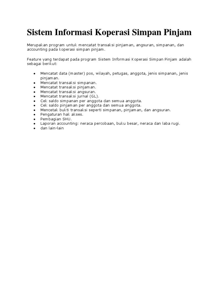 Sistem Informasi Koperasi Simpan Pinjam | PDF