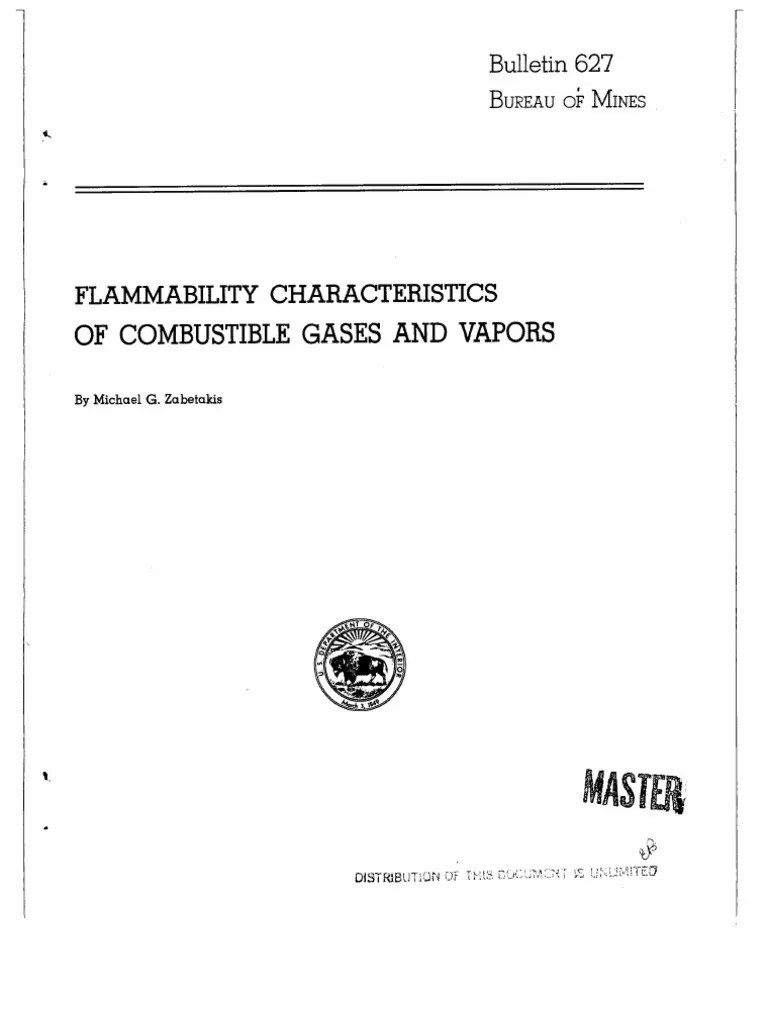 Bulletin 627 Bureau of Mines Flammability of Combustible GAs and Vapors