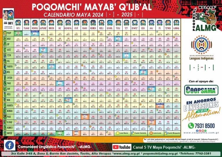Calendario Maya Haab' Poqomchi' Oficial 20242025 PDF Civilización maya Pueblos indígenas de América Central