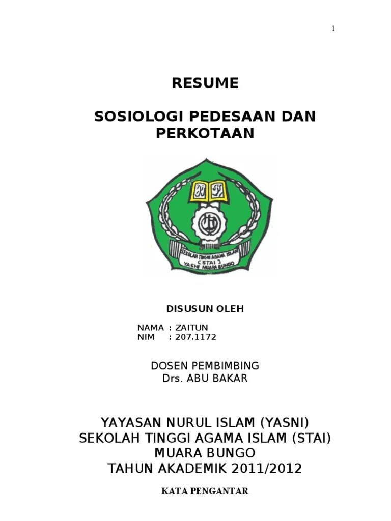 Sosiologi Pedesaan Dan Perkotaan