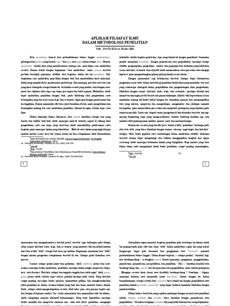 Aplikasi Filsafat Ilmu Dalam Metodologi Penelitian PDF