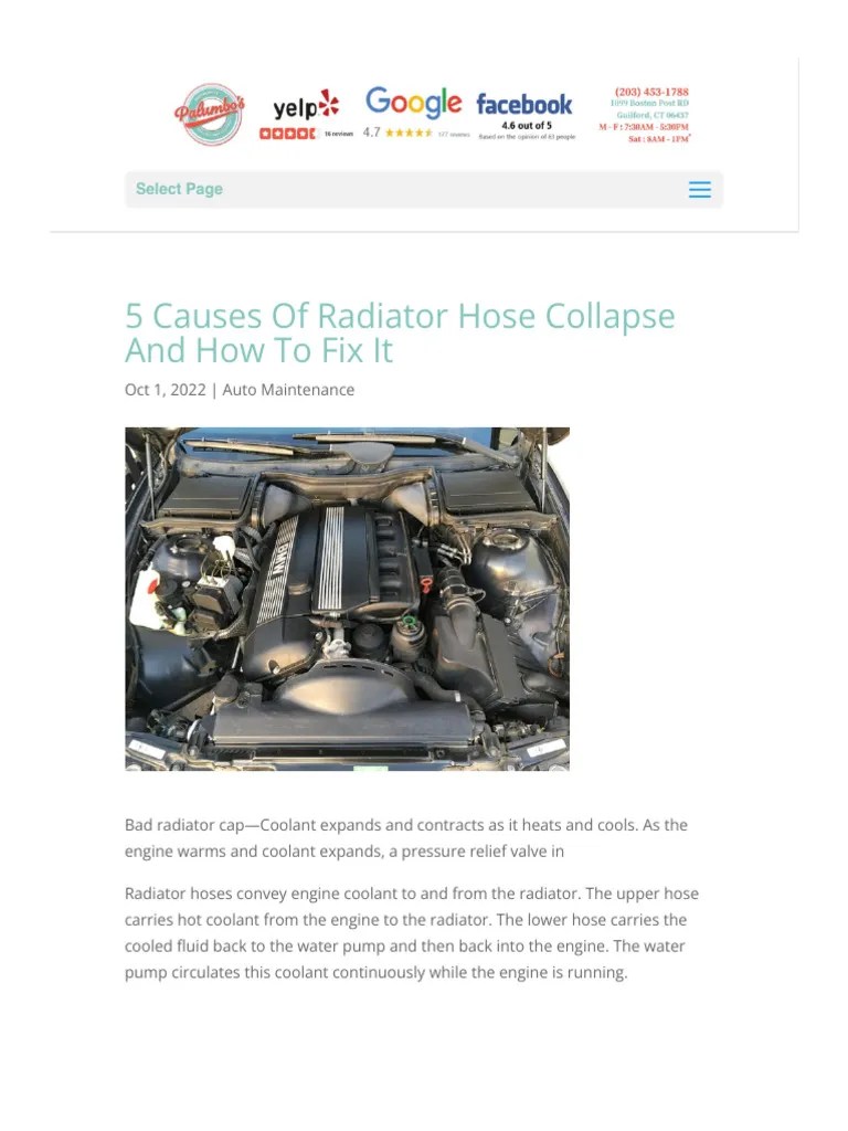 5 Causes Of Radiator Hose Collapse And How To Fix It Palumbo's