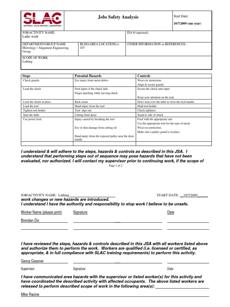 Lathe Machine Jsa 2 Download Free PDF Safety