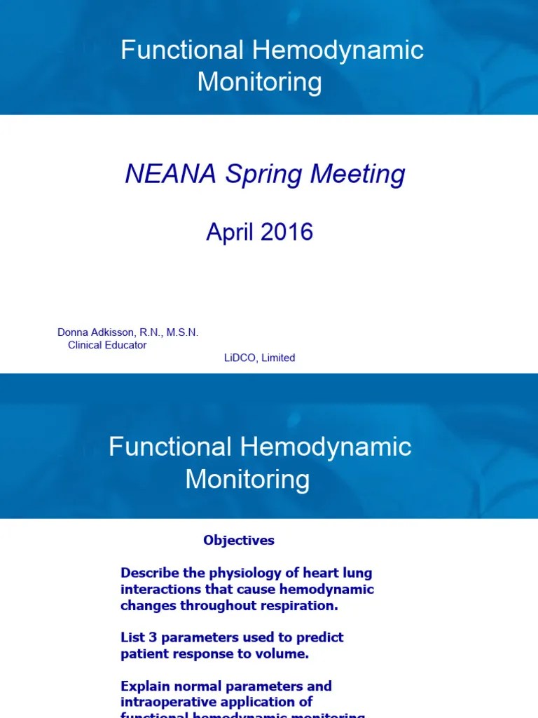 Functional Hemodynamic Monitoring For CRNA Handout Download Free PDF