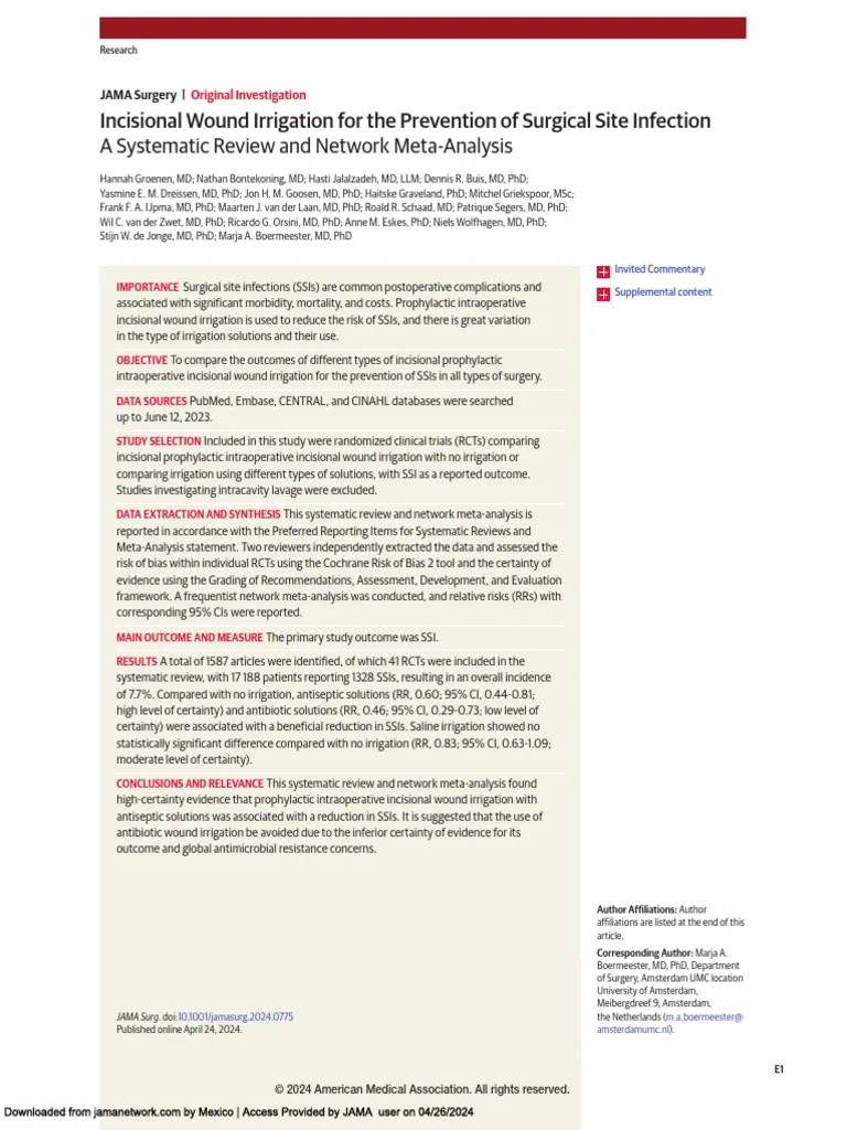 Incisional Wound Irrigation For The Prevention of Surgical Site