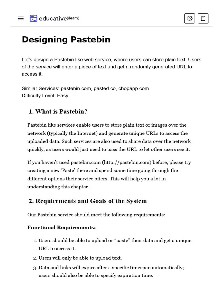 Designing Pastebin Grokking The System Design Interview PDF
