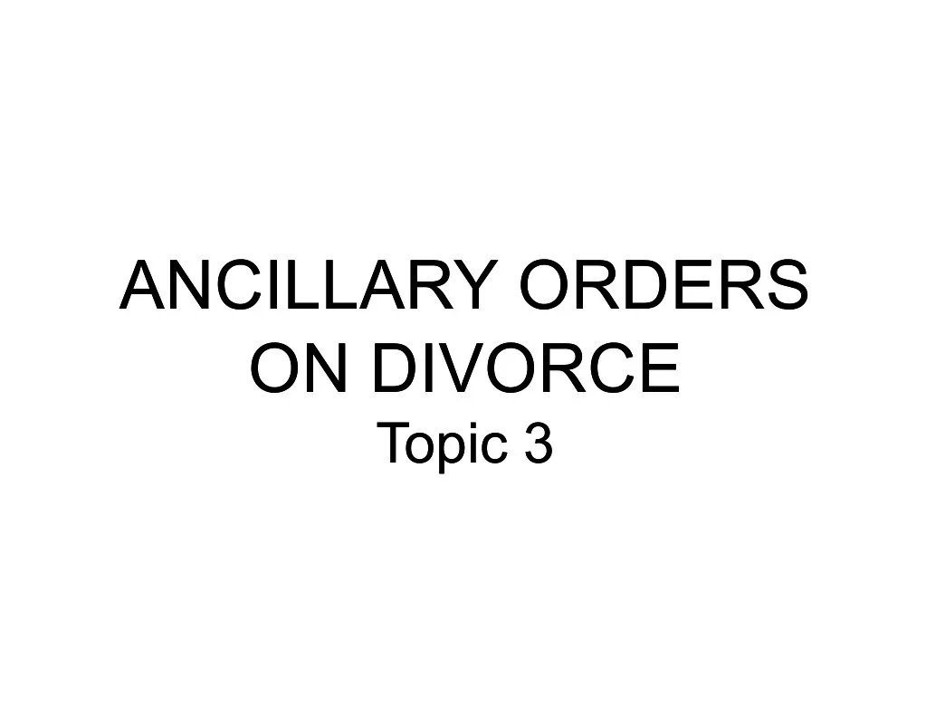 Ancillary Orders Marriage Social Conventions