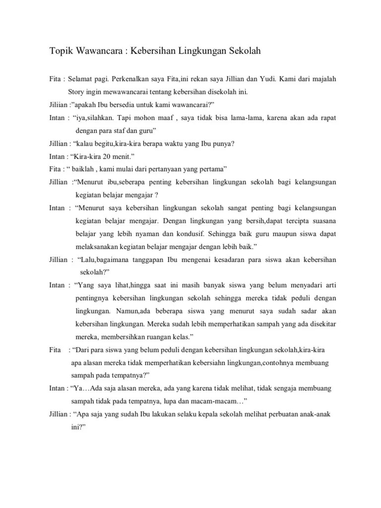 Dialog Tentang Kebersihan Lingkungan Sekolah – Sekali