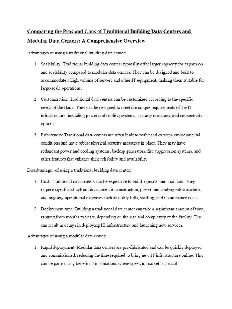 Comparing The Pros and Cons of Traditional Building Data Centers and