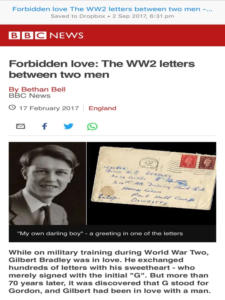 Forbidden Love The WW2 Letters Between Two Men BBC News PDF