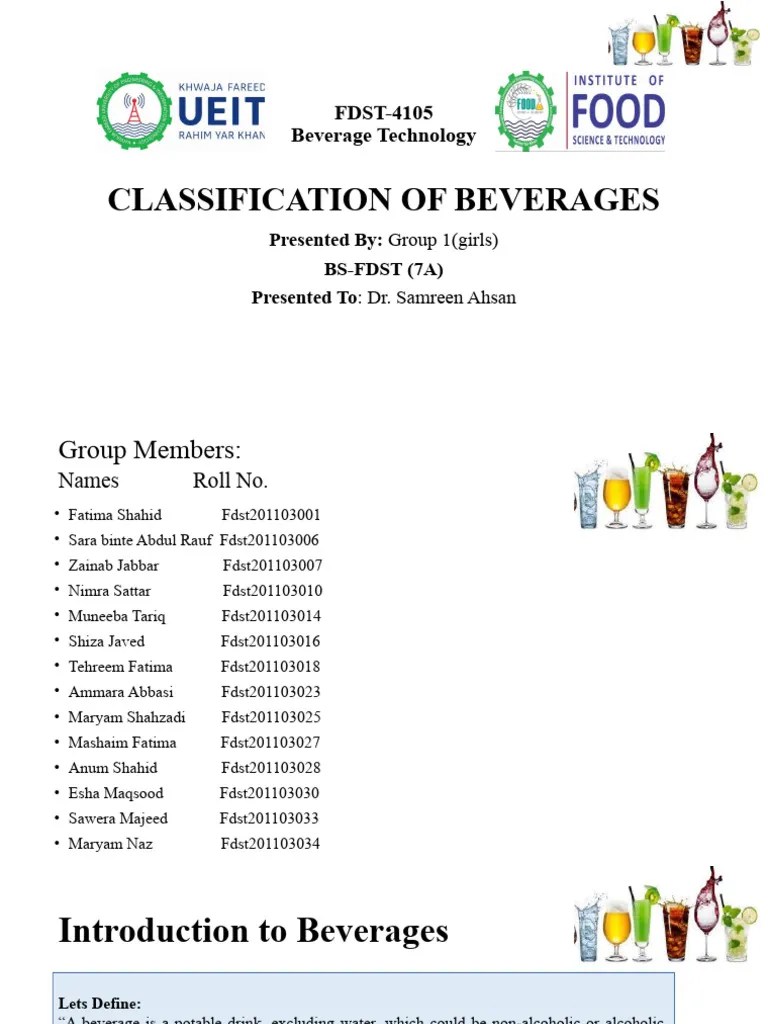 Classification of Beverages Download Free PDF Drink Alcoholic