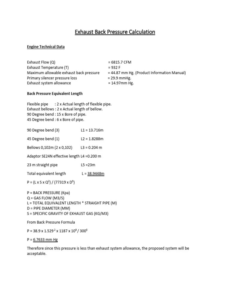 Exhaust Back Pressure Calculation 2 PDF