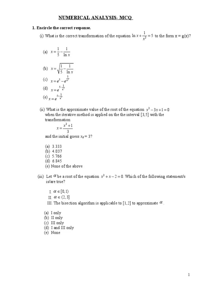 Numerical Analysis MCQ PDF Cost Of Capital Stocks