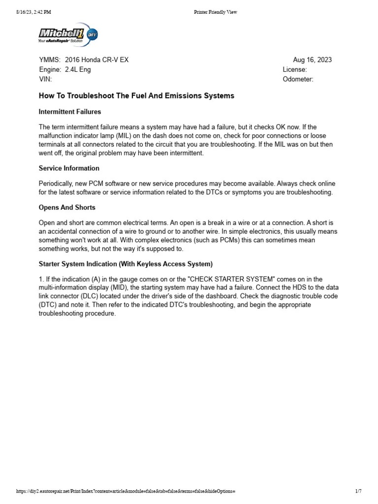 How To TroubleShoot The Fuel and Emissions Systems PDF