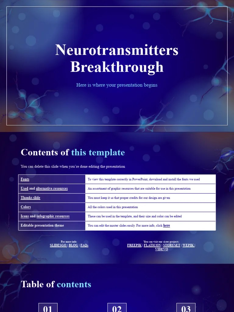 Neurotransmitters Breakthrough by Slidesgo Download Free PDF