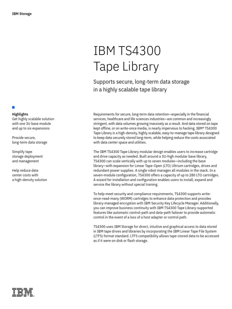 IBM TS4300 Tape Library Eng PDF Computer Architecture Computing