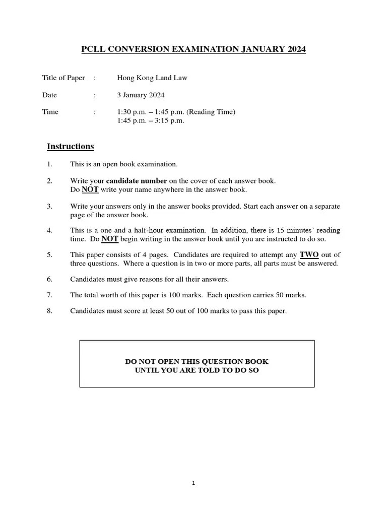 Land Law PCLL Conversion Examination 2024 PDF Justice Crime