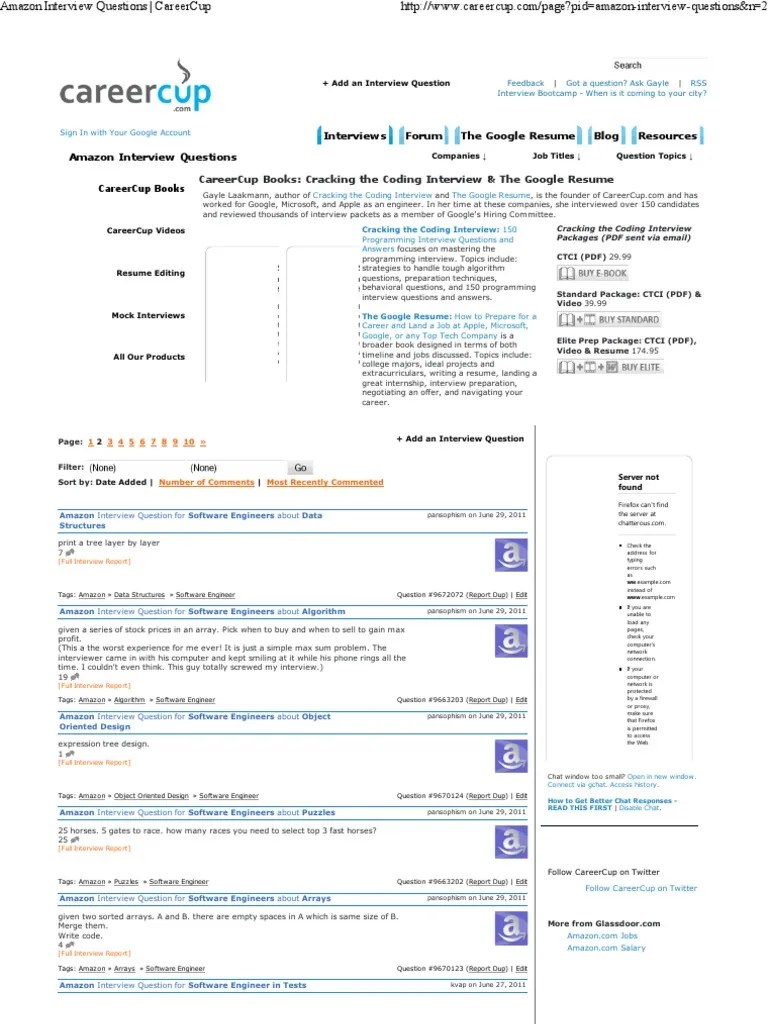 Amazon Interview Questions CareerCup PDF C (Programming Language