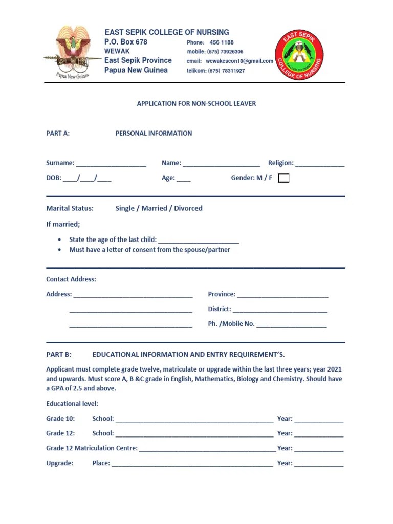 ESCON Application For Non Scchool Leaver 2025 Intake PDF
