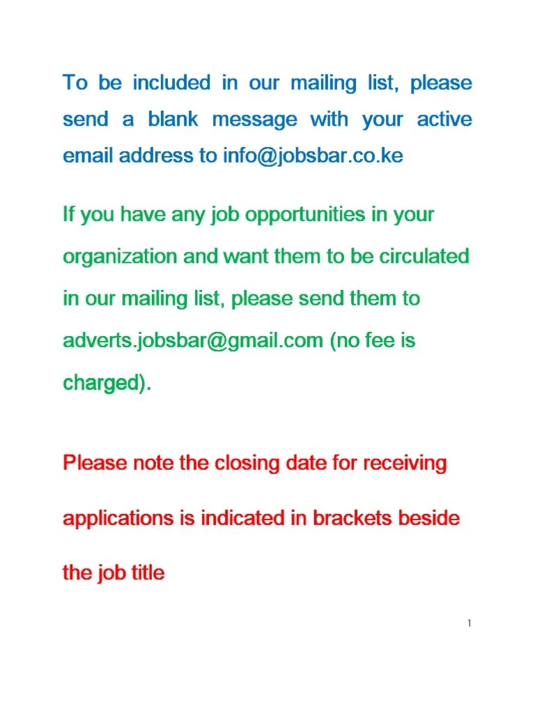 Job Opportunities Kenya September 26 October 1 Accounting Audit