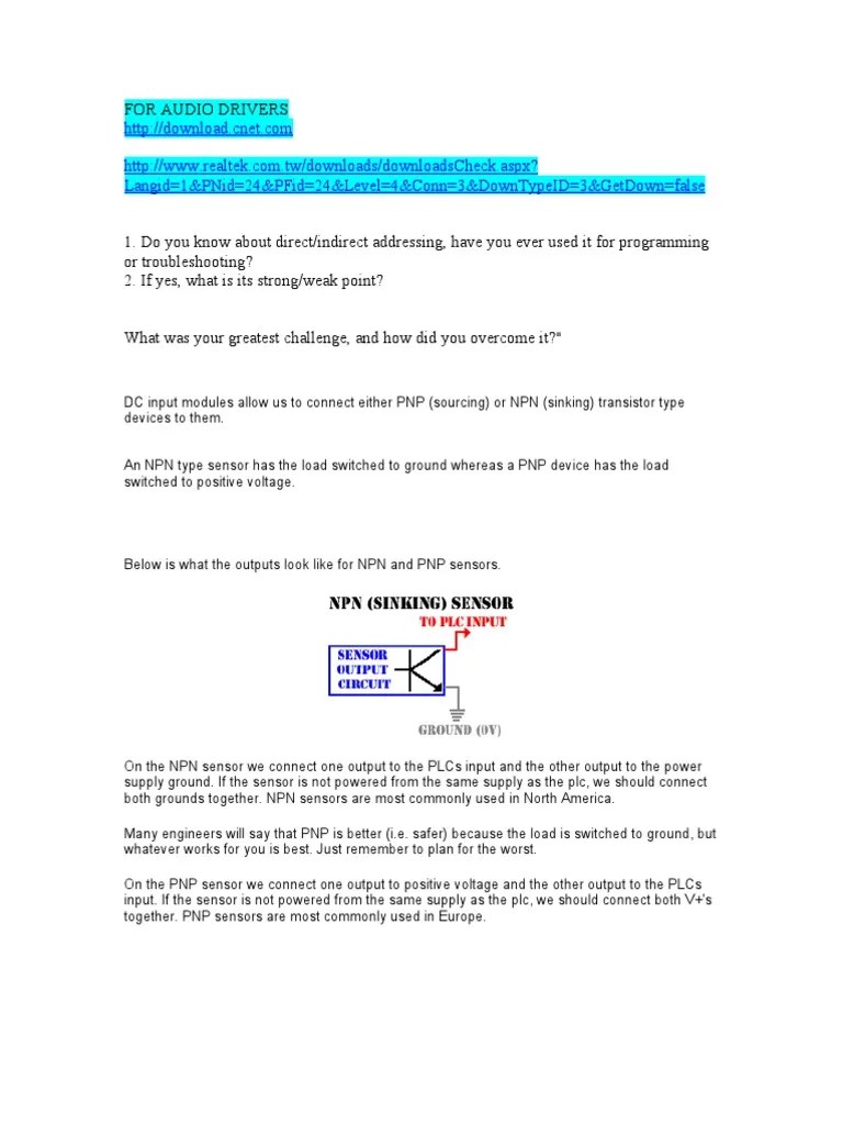 PLC Interview Questions PDF Programmable Logic Controller Bipolar