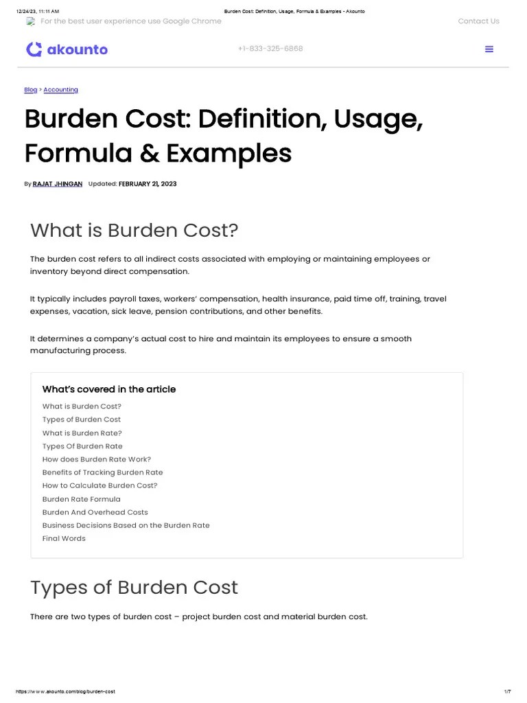 Burden Cost Definition, Usage, Formula & Examples Akounto