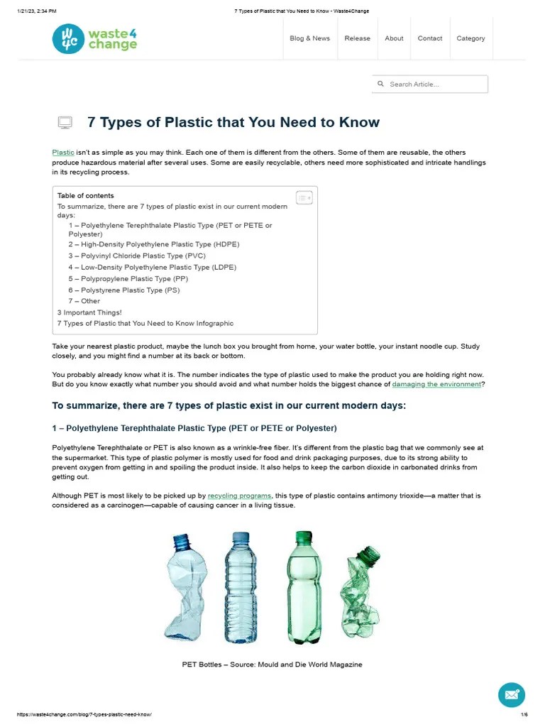 7 Types of Plastic that You Need to Know Waste4Change Download Free