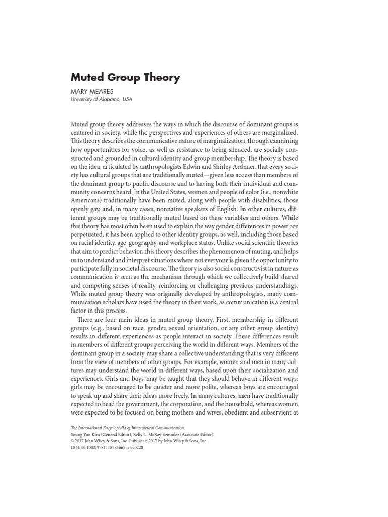 Muted Group Theory PDF Gender Gender Studies