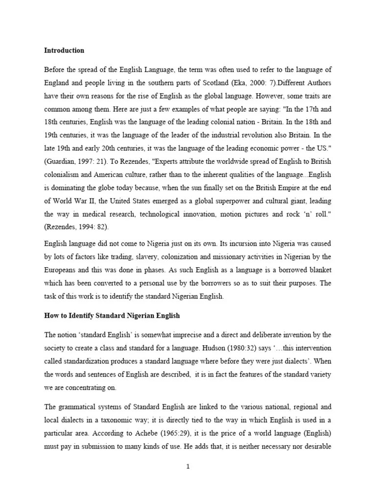 English Language in Nigeria Again PDF English Language Linguistics