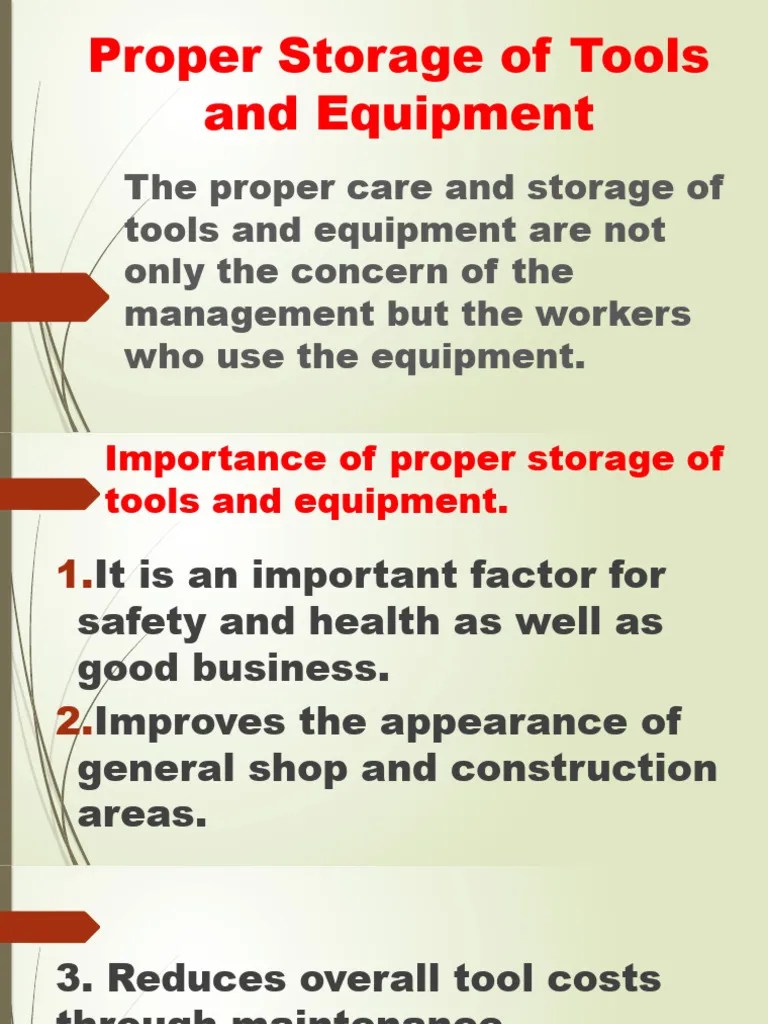 PROPERSTORAGEOFTOOLSANDEQUIPMENT PDF