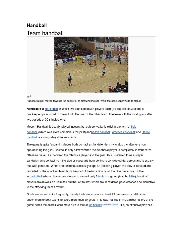 Handball Team Sports Sports Rules And Regulations