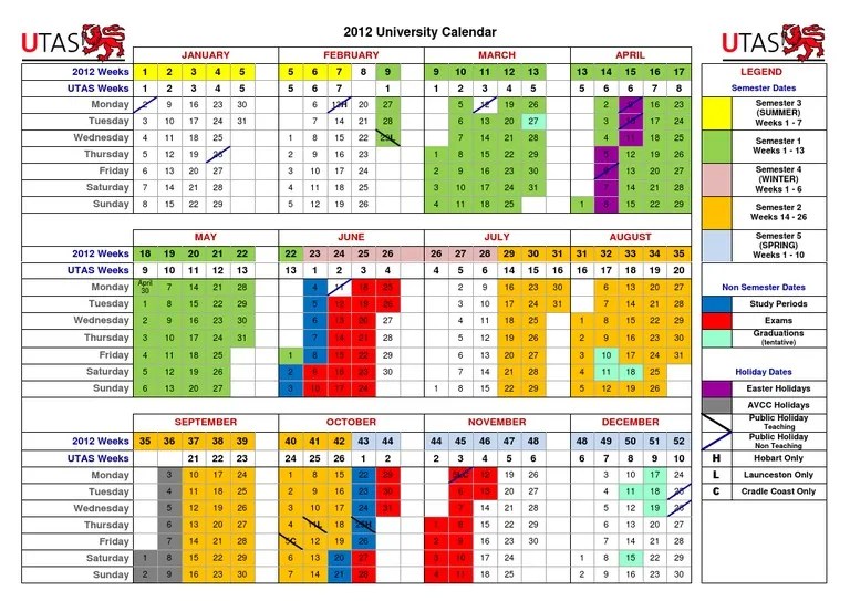 2012 UTAS Calendar PDF Language Arts & Discipline Science