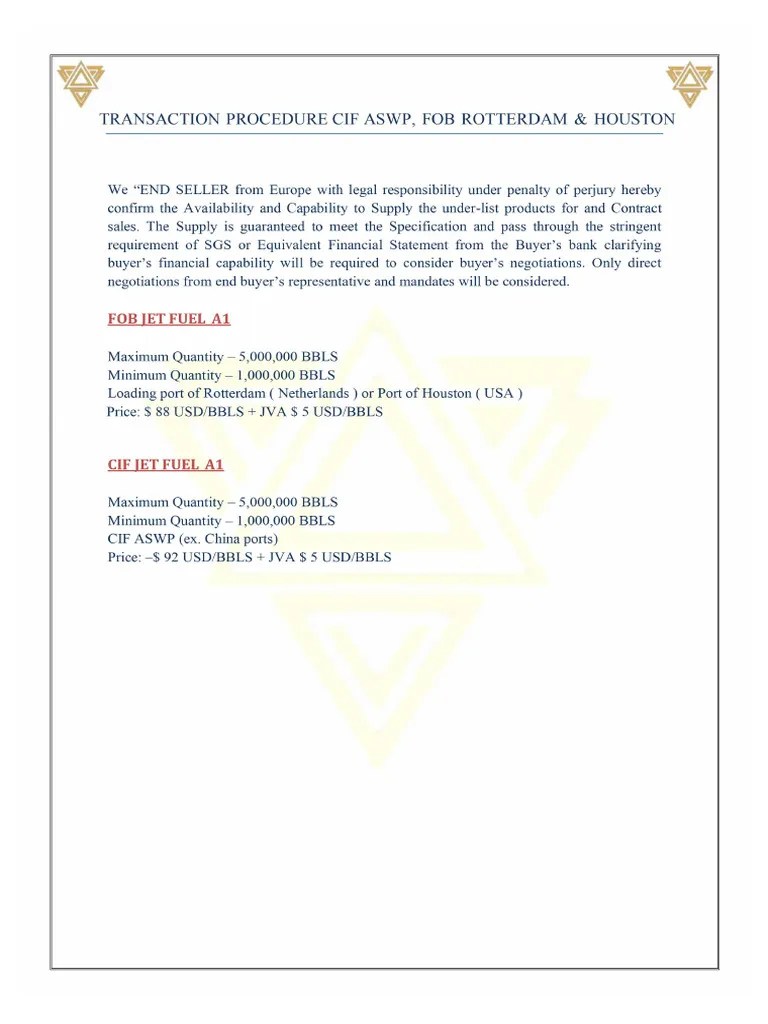 Jet Fuel A1 Cif Aswp, Fob Rotterdam & Houston PDF