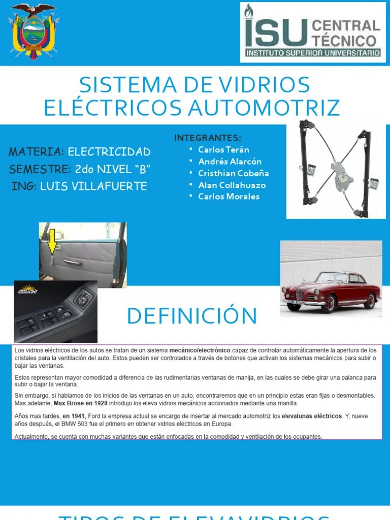 Sistema de Vidrios Eléctricos Automotriz | PDF | Cambiar | Relé