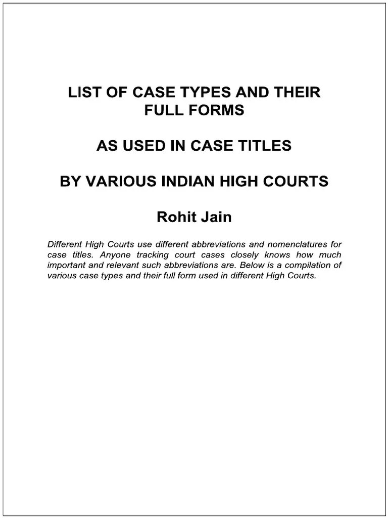 High Court Case Types PDF