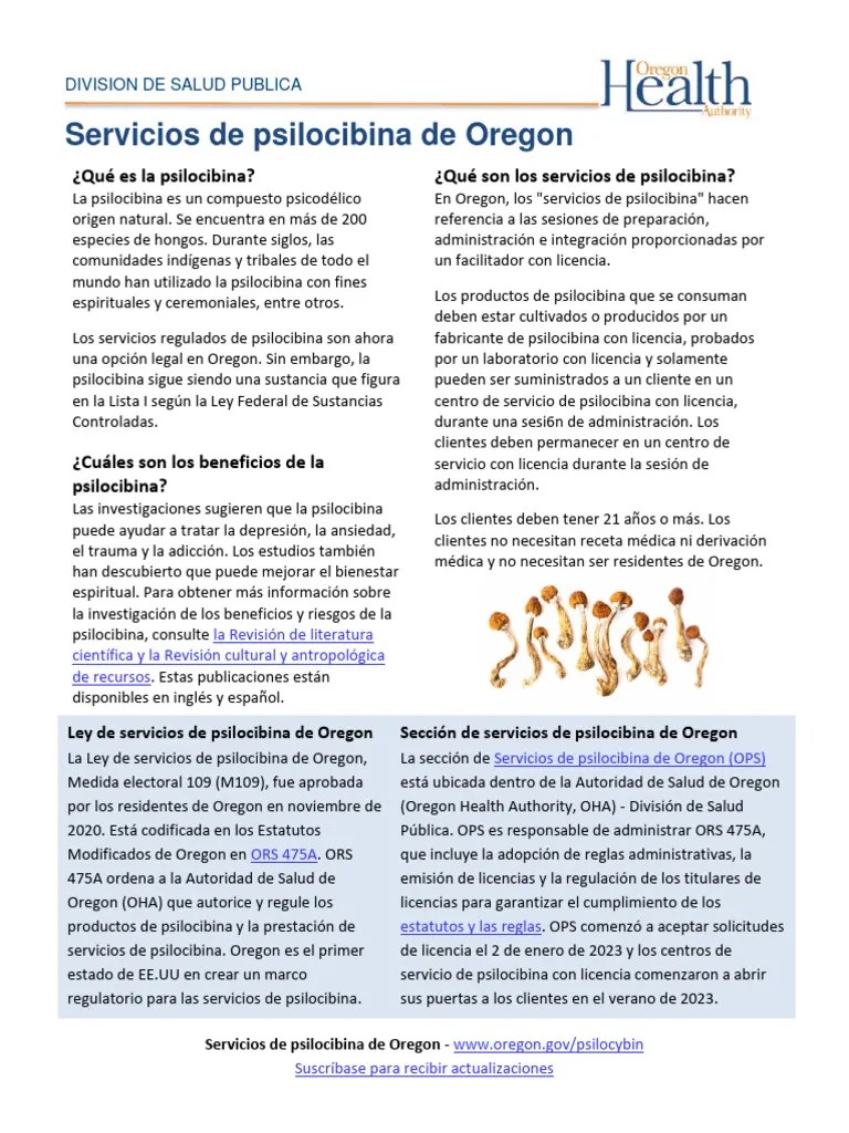 OPS Fact Sheet in Spanish Descargar gratis PDF Psilocibina