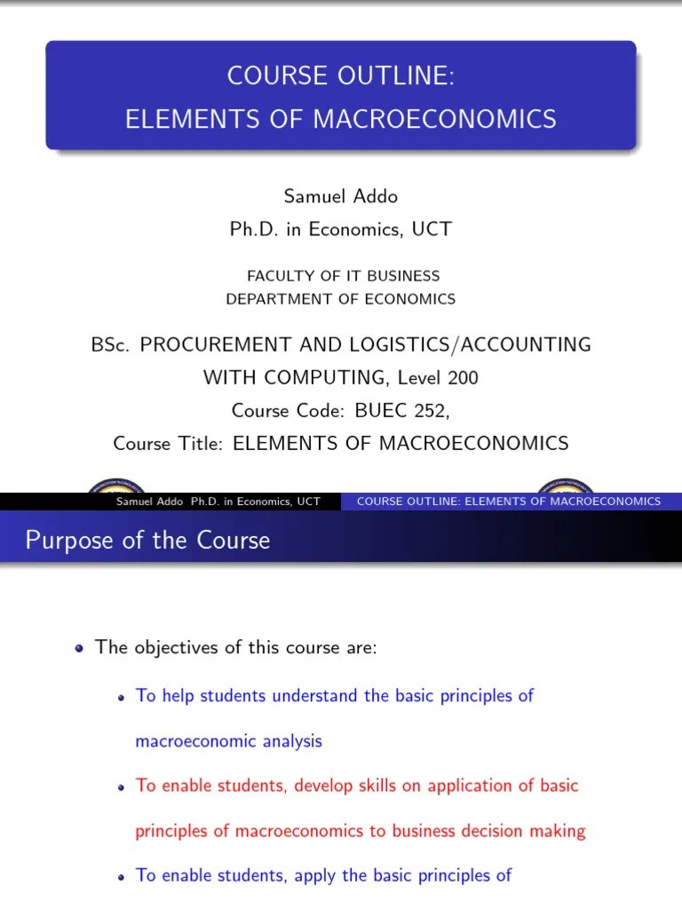Course OutlineBsc PL and Awc PDF Macroeconomics Economics