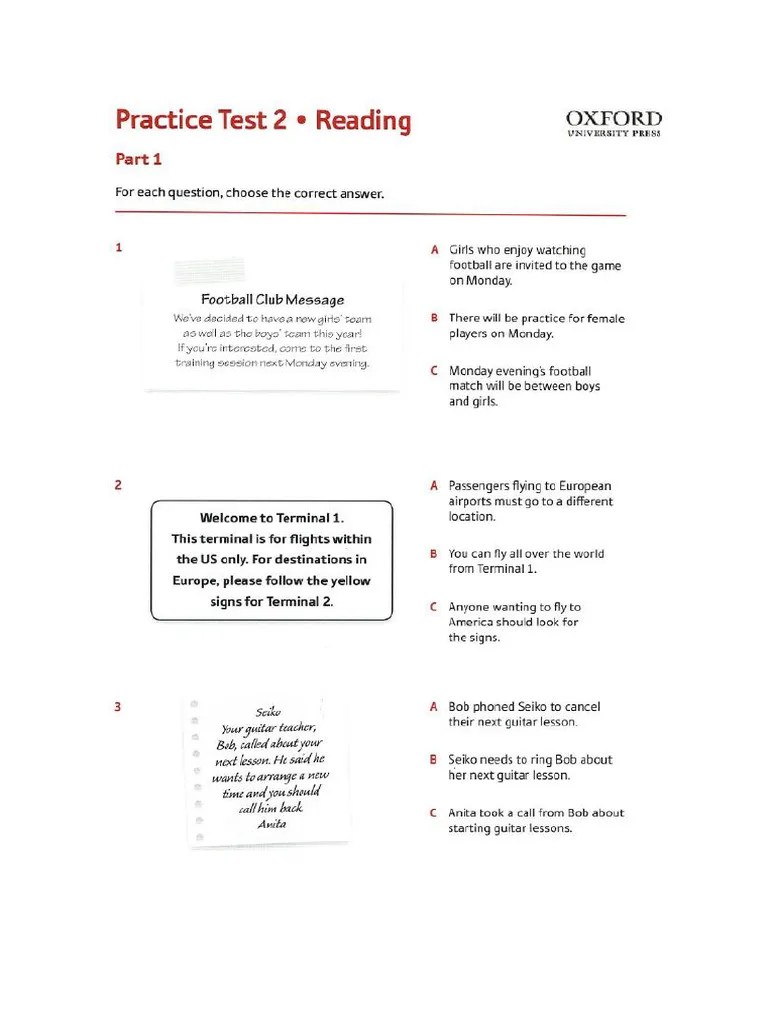 reading & writingPRELIMINARY TEST 2new booklet PDF